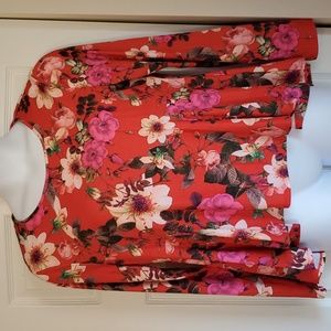 CeCe Floral knit blouse